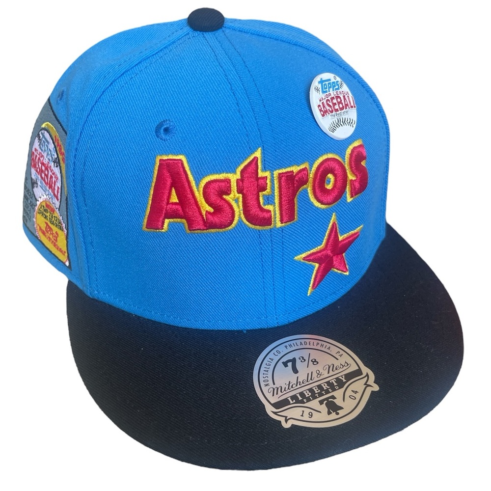 HOUSTON ASTROS x TOPPS Mitchell & Ness Cooperstown Collection Fitted Cap 7 3/8